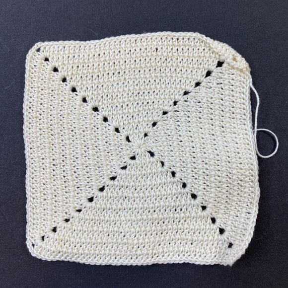 Set of 3 Vintage Handmade Beige Crochet Square Floral Coasters - Picture 3 of 11